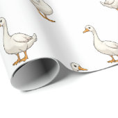 Cute Witte Gans Patroon Cadeaupapier (Rol Hoek)