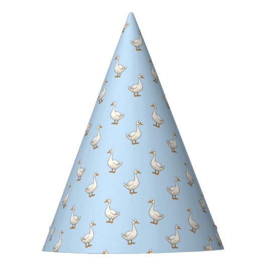 Cute Witte Gans Patroon Feesthoedjes (Voorkant)
