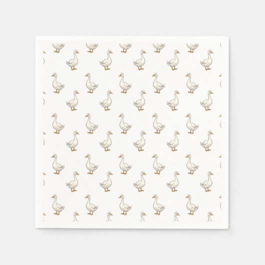 Cute Witte Gans Patroon Servet (Voorkant)