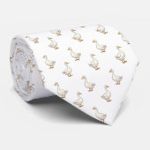 Cute Witte Gans Patroon Stropdas (Opgerold)