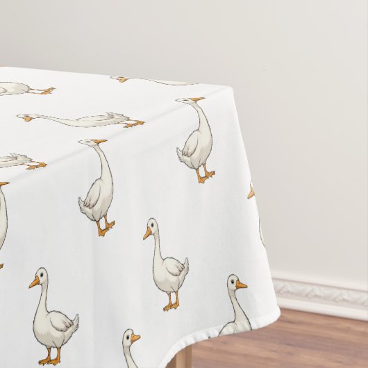 Cute Witte Gans Patroon Tafelkleed (Voorbeeld)