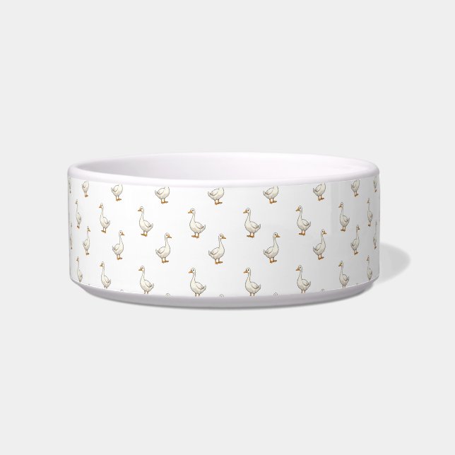 Cute Witte Gans Patroon Voerbakje (Voorkant)