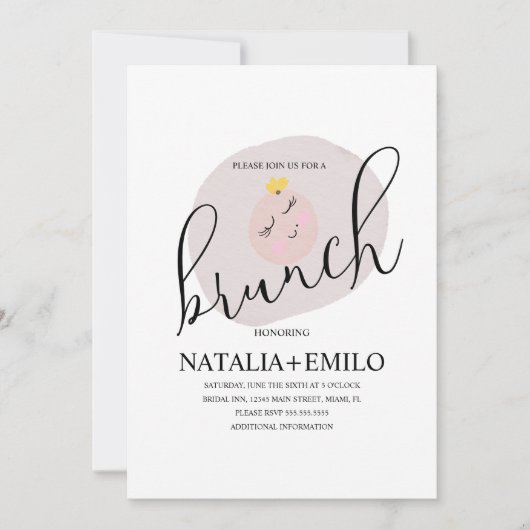 Cute Witte Gebakken Eier Brunch Kaart (Voorkant)