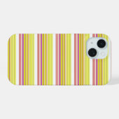 Cute witte gele strepen iPhone 15 case (Achterkant horizontaal)