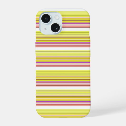 Cute witte gele strepen iPhone 15 case (Achterkant)