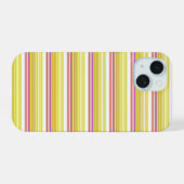 Cute witte gele strepen iPhone 15 case (Achterkant horizontaal)