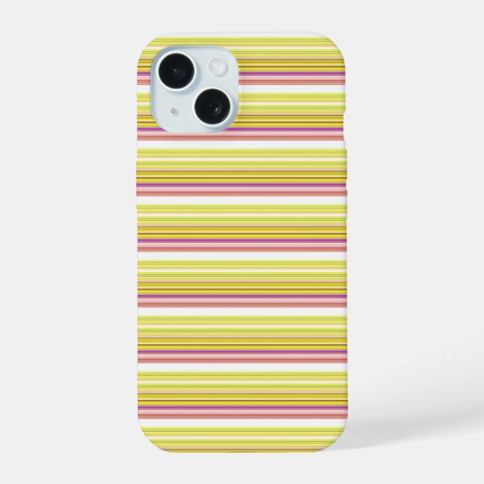 Cute witte gele strepen iPhone 15 case (Achterkant)