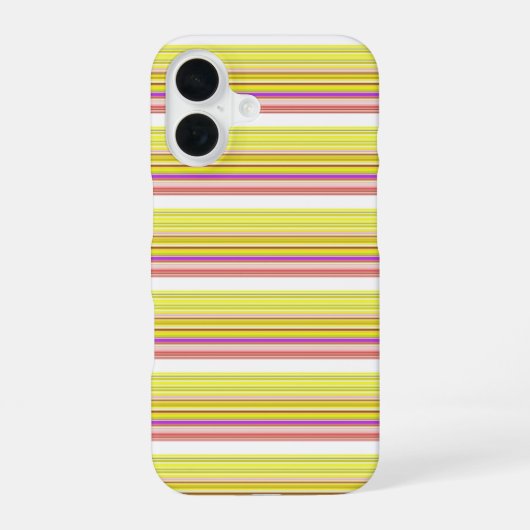 Cute witte gele strepen iPhone 16 hoesje (Achterkant)