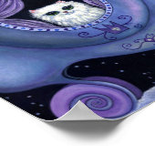 Cute Witte Hert Sneeuwige Uil Blauwe Koets Kat Poster (Hoek)