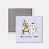 Cute Witte Kat Abstract Schilderij Lila Esthetiek Magneet (Voorkant / Achterkant)