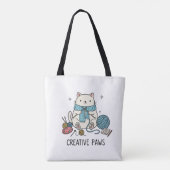 Cute Witte Kat Brei Hobbymarkt Accessoire Ontwerp Tote Bag (Achterkant)