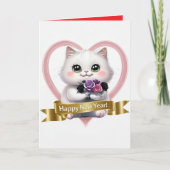 Cute Witte Kat Kalendar 2025 Gepersonaliseerd Kaart (Voorkant)