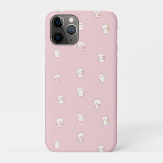 Cute Witte Kat Patroon – Kawaii Harten & Bloemen Case-Mate iPhone Case