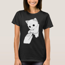 Cute Witte Kat Speelt met Hand Dames T-Shirt