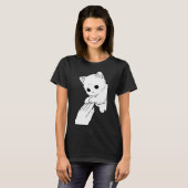Cute Witte Kat Speelt met Hand Dames T-Shirt (Voorkant volledig)