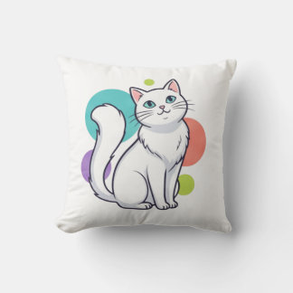 Cute Witte Kat Zittende Grafische T-shirt Kussen