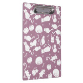Cute Witte Katten Patroon op Mauve Achtergrond Klembord (Rechts)