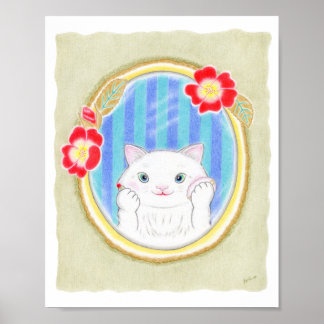 Cute Witte Kitten Kat Make-up Kinderen Kunst Poster
