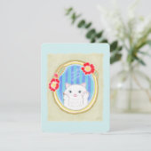 Cute Witte Kitten Kat Make-up Plat Kaart (Staand voorkant)