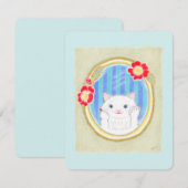 Cute Witte Kitten Kat Make-up Plat Kaart (Voorkant / Achterkant)