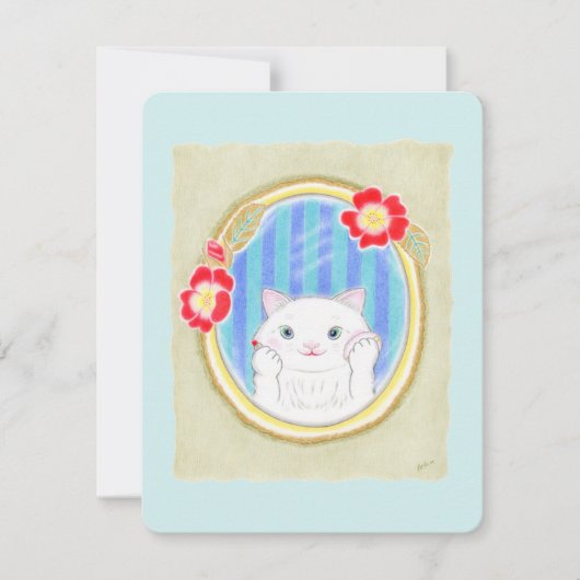 Cute Witte Kitten Kat Make-up Plat Kaart (Voorkant)