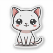 Cute Witte Kittens Sticker – Grote Ogen (Voorkant)