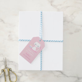 Cute Witte Kitty Kat Bedankt Feest Cadeautags Cadeaulabel