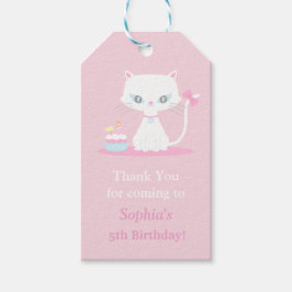Cute Witte Kitty Kat Bedankt Feest Cadeautags Cadeaulabel