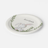 Cute Witte Konijn Groene Feestje Papieren Bordje (Gekanteld)