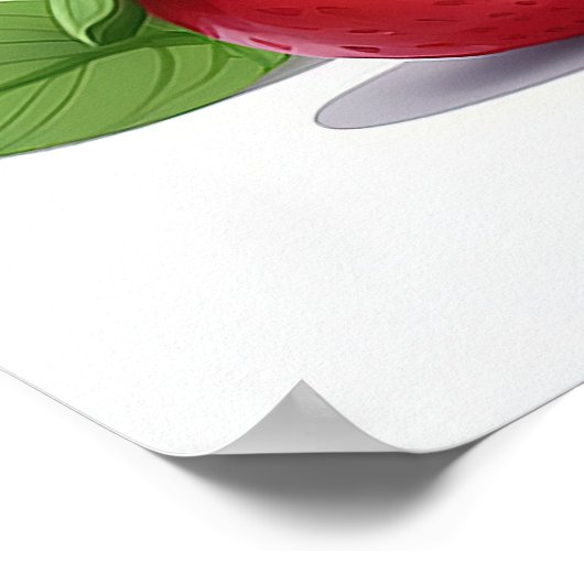 Cute Witte Konijn met Aardbeien Poster (Hoek)