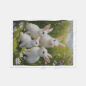 Cute Witte Konijnen Bunny Weide Fleece Baby Deken (Voorkant (Horizontaal))