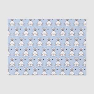 Cute Witte Konijnen Gezichten en Hartjes Patroon B Tissuepapier