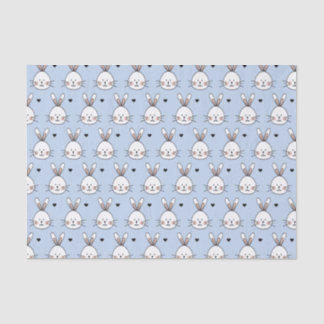 Cute Witte Konijnen Gezichten en Hartjes Patroon B Tissuepapier