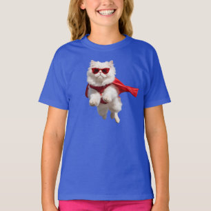 Cute Witte Perzische Superheld Kinderen T-Shirt