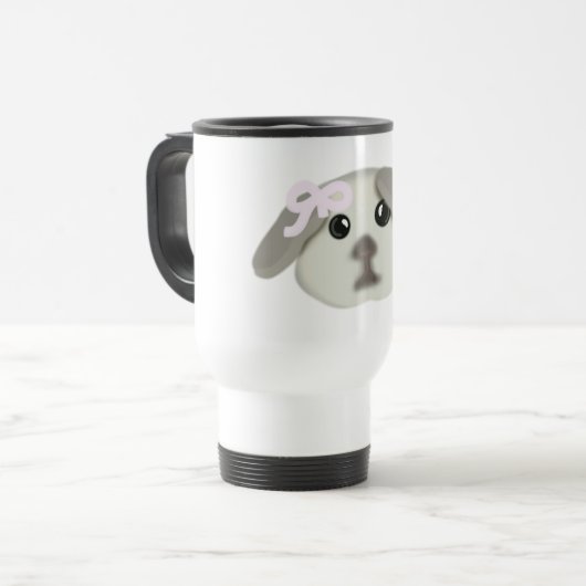 Cute Witte Puppypot van Keramiek Reisbeker (Voorkant links)