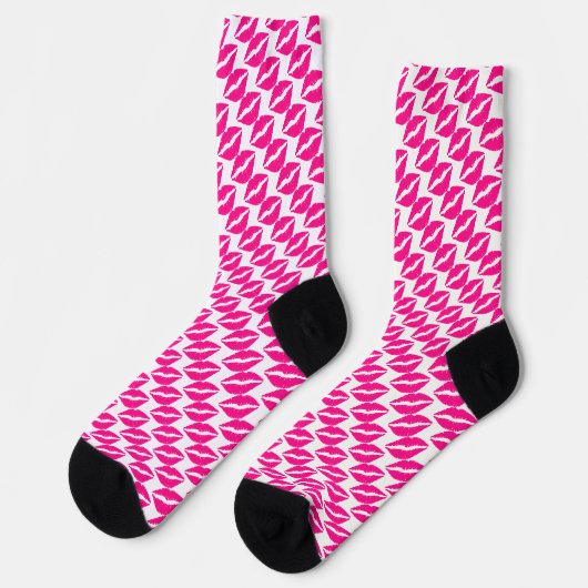 Cute witte roze kussen patroon stropdas sokken (Links)