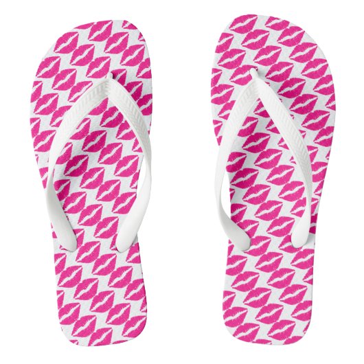 Cute witte roze kussen patroon stropdas teenslippers (Voetbed)