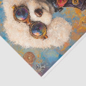 Cute Witte Steampunk Poodle Hond AX6 Decoupage Tissuepapier (Detail)