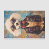 Cute Witte Steampunk Poodle Hond AX6 Decoupage Tissuepapier (Voorkant)