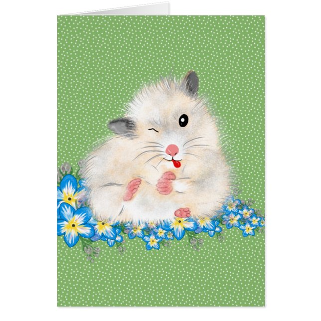 Cute witte Syrische hamster accessoires, groene po (Voorkant)