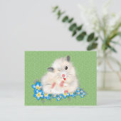 Cute witte Syrische hamster accessoires, groene po Briefkaart (Staand voorkant)