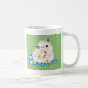 Cute witte Syrische hamster accessoires, groene po Koffiemok