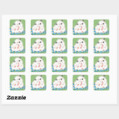 Cute witte Syrische hamster accessoires, groene po Vierkante Sticker (Vel)