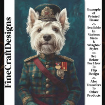 Cute Witte Westie, Militair Uniform CF1 Decoupage