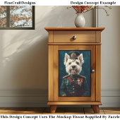 Cute Witte Westie, Militair Uniform CF1 Decoupage Tissuepapier