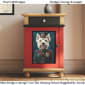 Cute Witte Westie, Militair Uniform CF1 Decoupage Tissuepapier