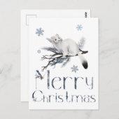 Cute Witte Wezel Dier Op Een Pijnboom Briefkaart (Voorkant / Achterkant)