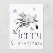 Cute Witte Wezel Dier Op Een Pijnboom Briefkaart (Voorkant)