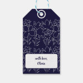 Cute Witte Wilde Bloemen Patroon Monogram Cadeaulabel (Achterkant)