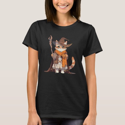 Cute Wizard Cat Magical Kitten Video Game Gamer Ca T-shirt (Voorkant)